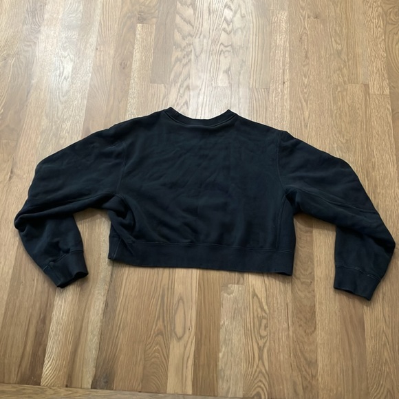 Adidas Women’s Black Embroidered Logo Cotton Cropped Crewneck Sweatshirt - Picture 2 of 8